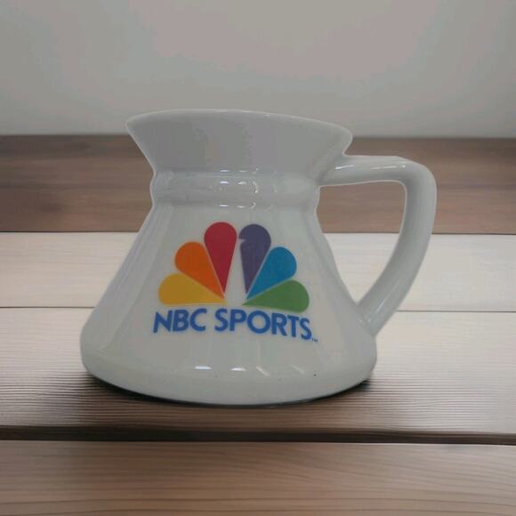 NBC Sports Coffee Mug Cup Super Rare Vtg Non Skid 12 Oz Rainbow Peacock Logo - Picture 1 of 11